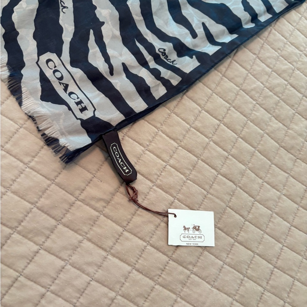 Coach Taupe and Gray Animal Print Scarf